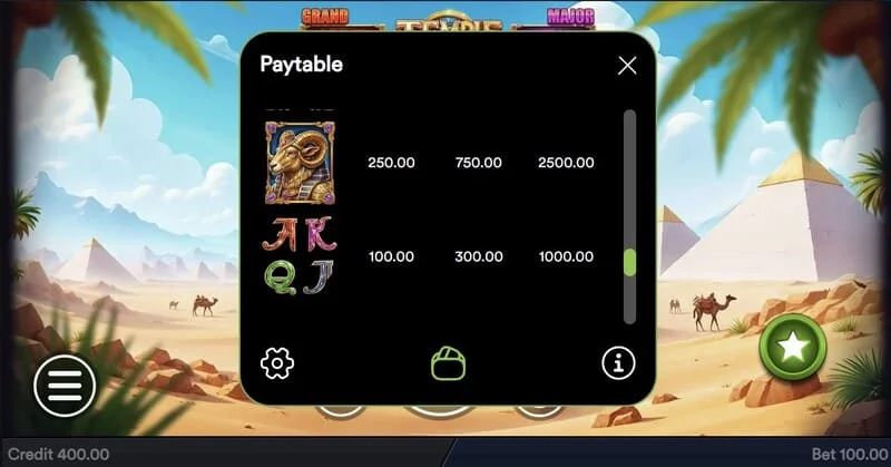 Temple of Treasures – Buy Feature langas, skirtas premijos pirkimui